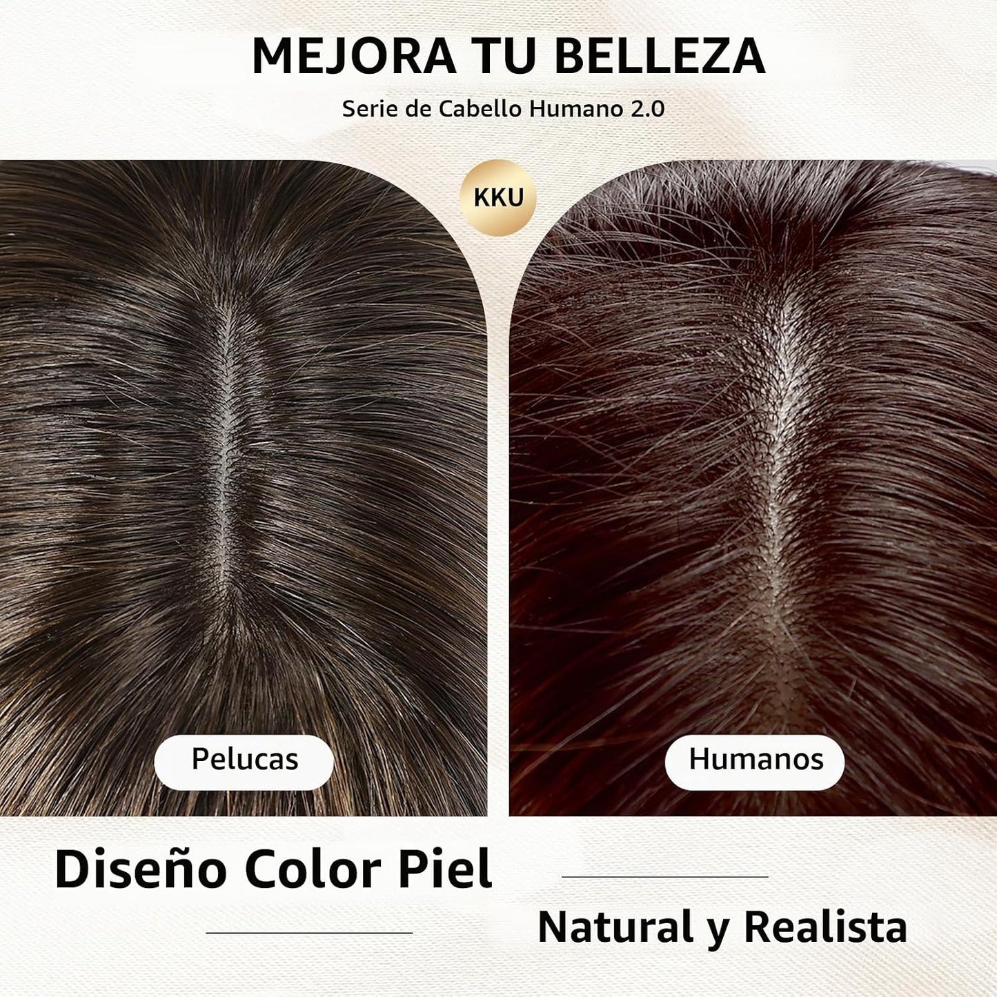 KKU Pelucas de cabello humano marrón degradado de 12 pulgadas para...