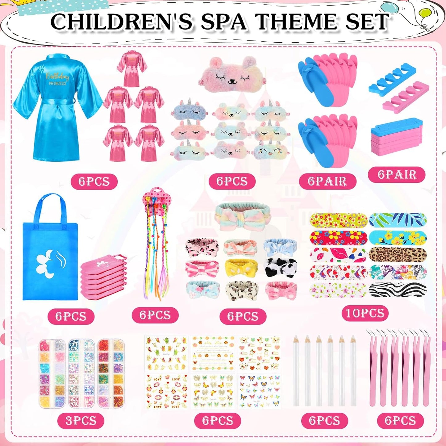 Suhine Juego de 6 juegos de spa para niñas, suministros para fiesta...