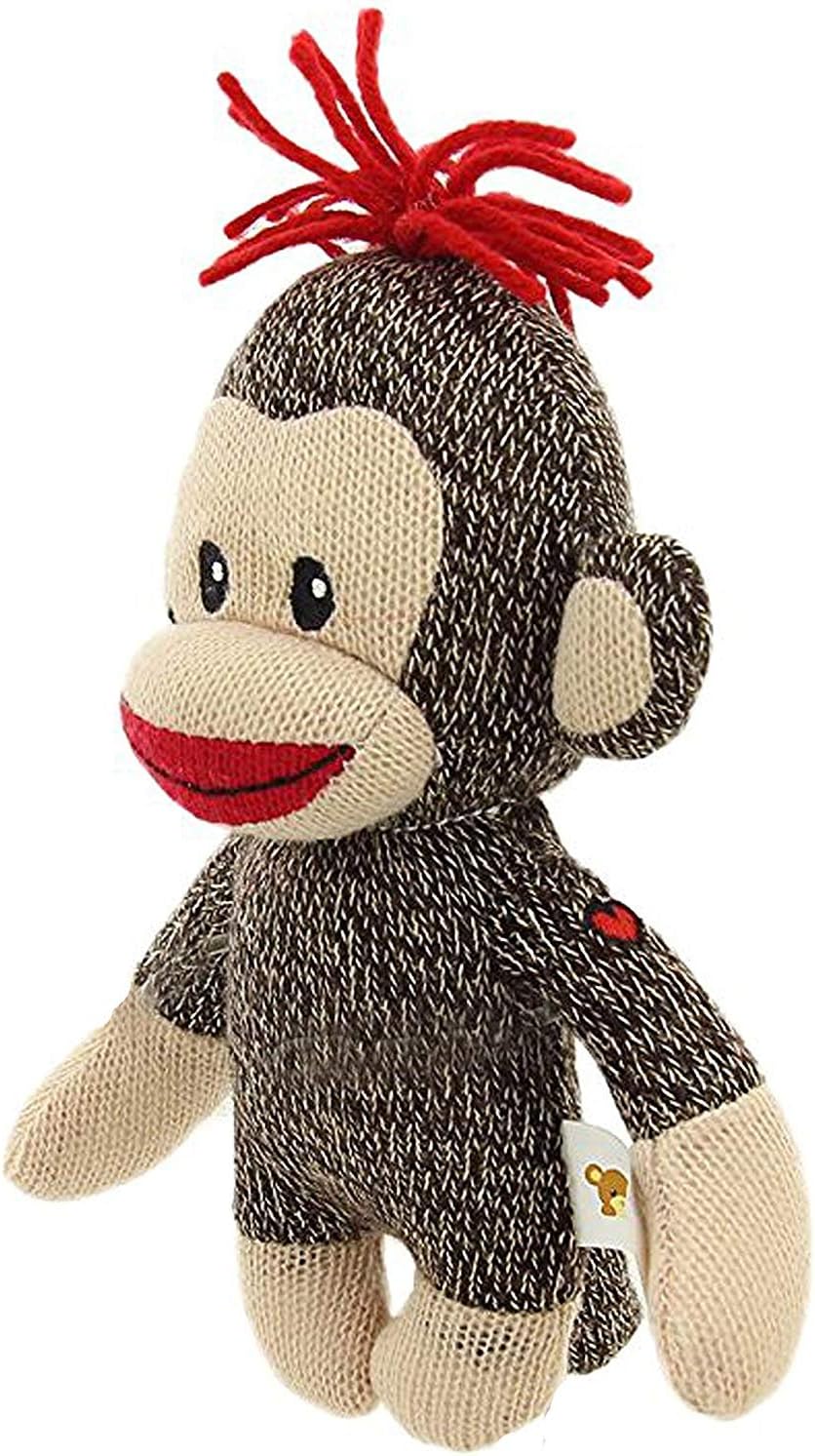 Plushland Original Mono Curioso Marrón de Calceti, Tejido a Mano, J...