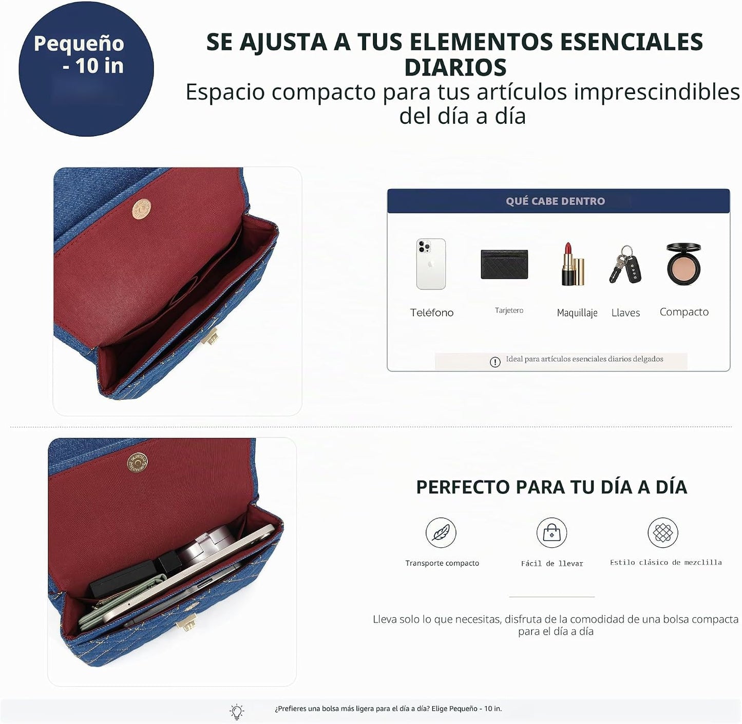 M-ioi-M Bolsos cruzados acolchados de mezclilla para mujer, bolsos...