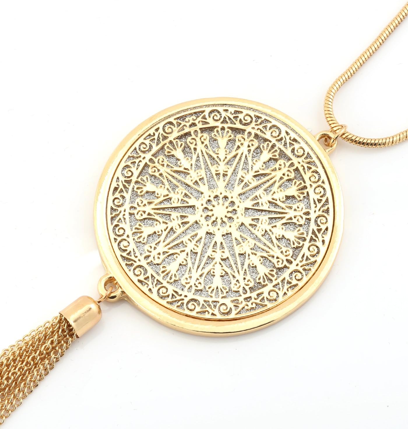 MOLOCH Collares largos para mujer con dije circular y colgante tipo...