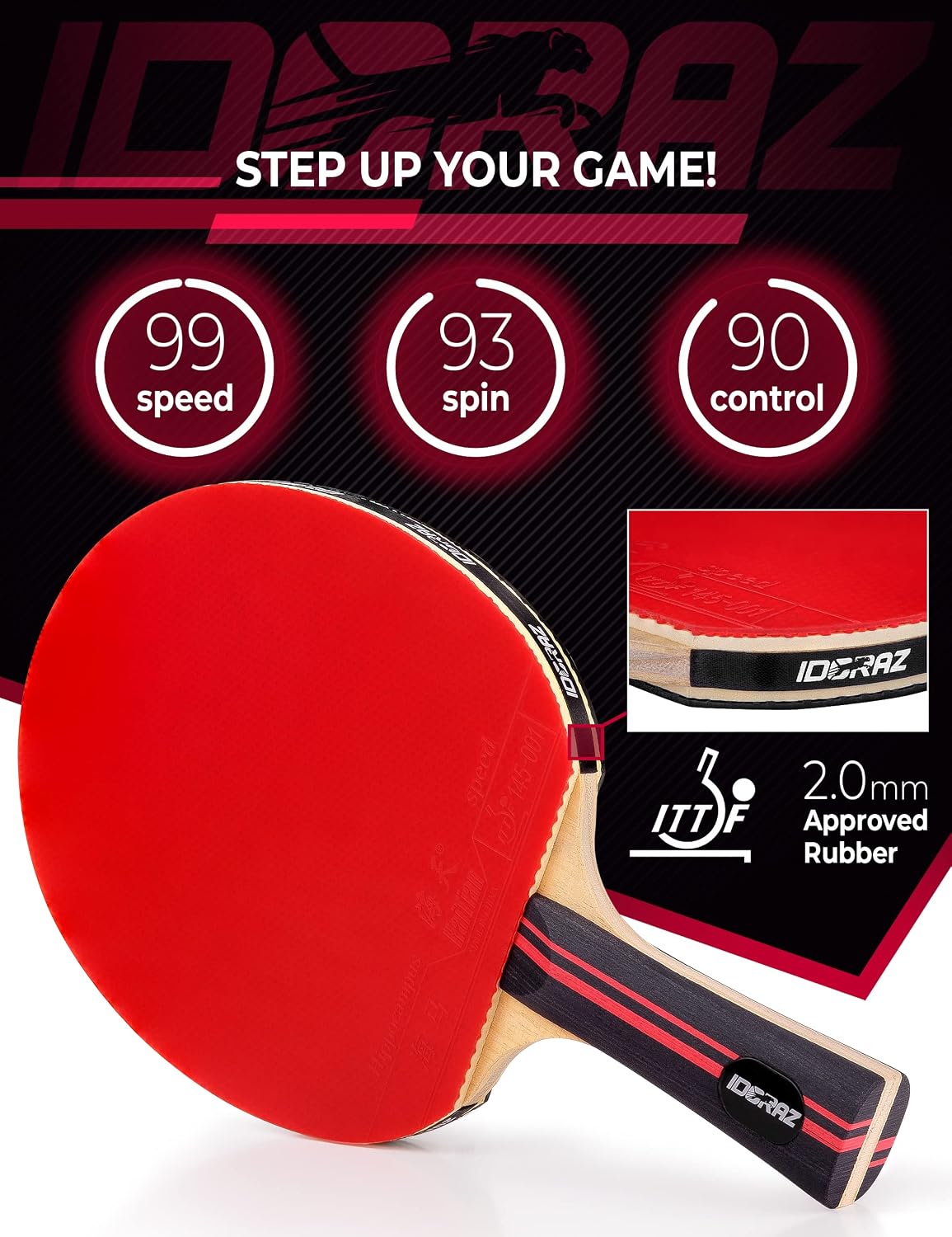 Idoraz Pala Profesional de Ping Pong - Raqueta de Tenis de Mesa con...