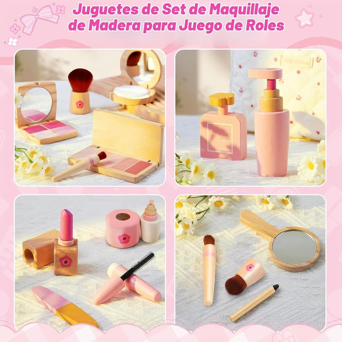 KIDBEST Juego de maquillaje de madera para niñas pequeñas [2026] Ki...