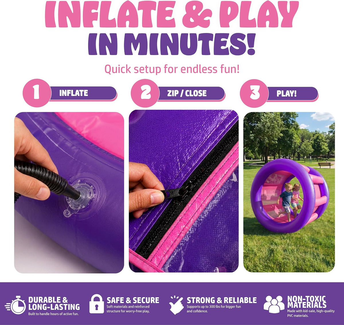 Playland - Rueda inflable gigante de 67 pulgadas para niños y adult...