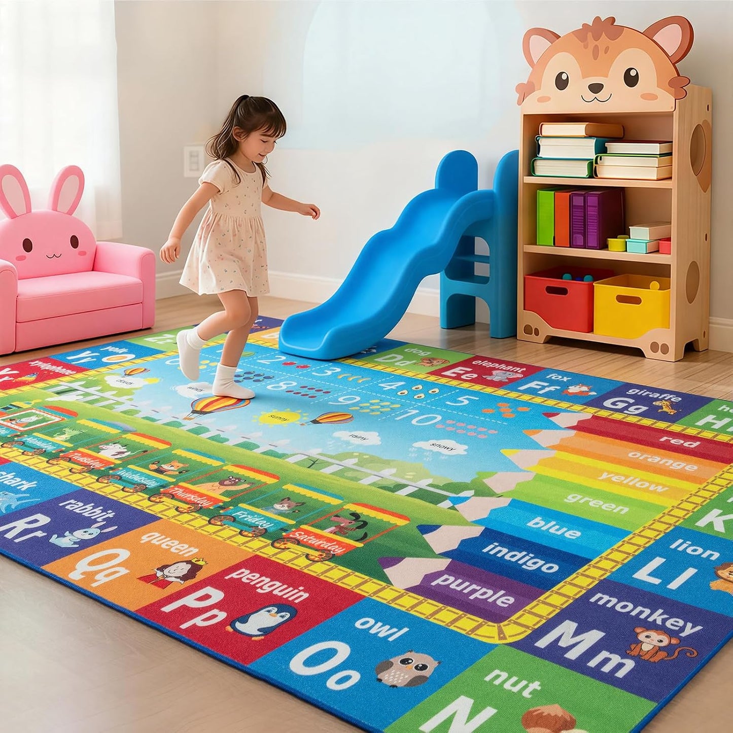 ST. BRIDGE Alfombra educativa para niños de 6 x 9 pies, alfombra de...