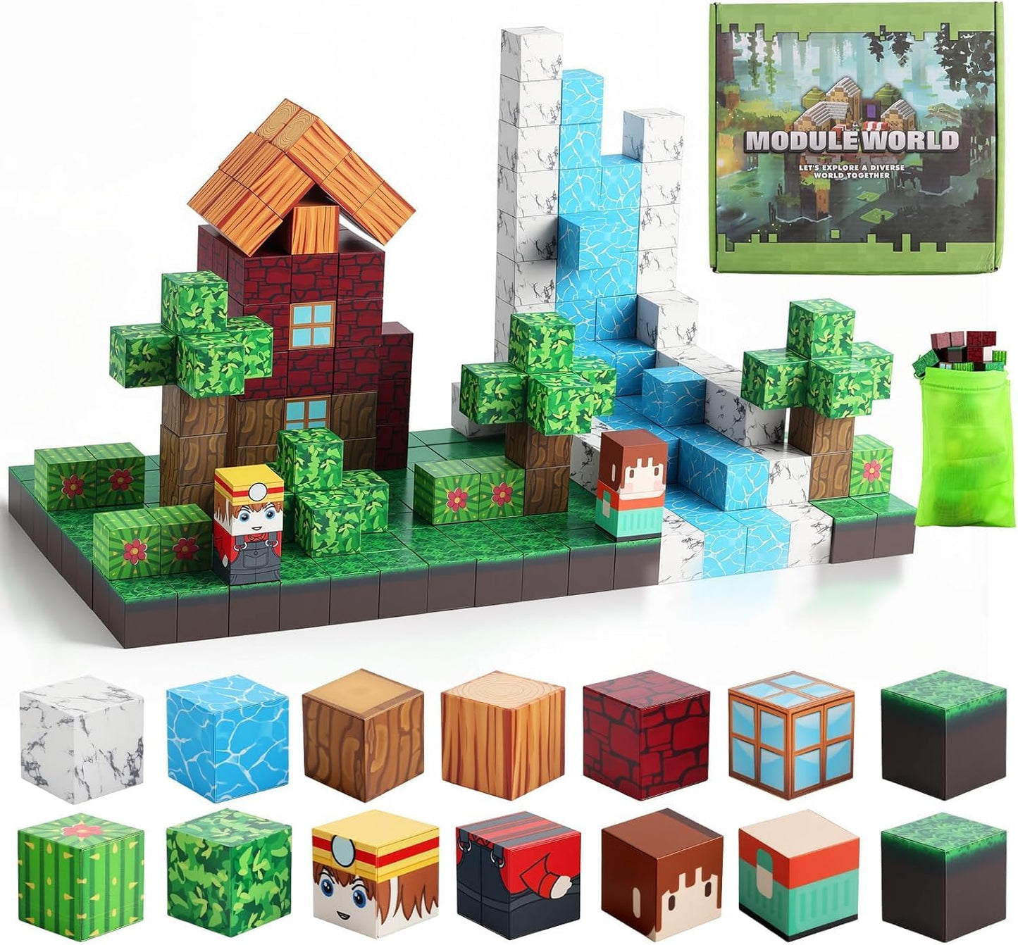 FUNYKICH 300 bloques magnéticos para niños, juego de cubo de constr...