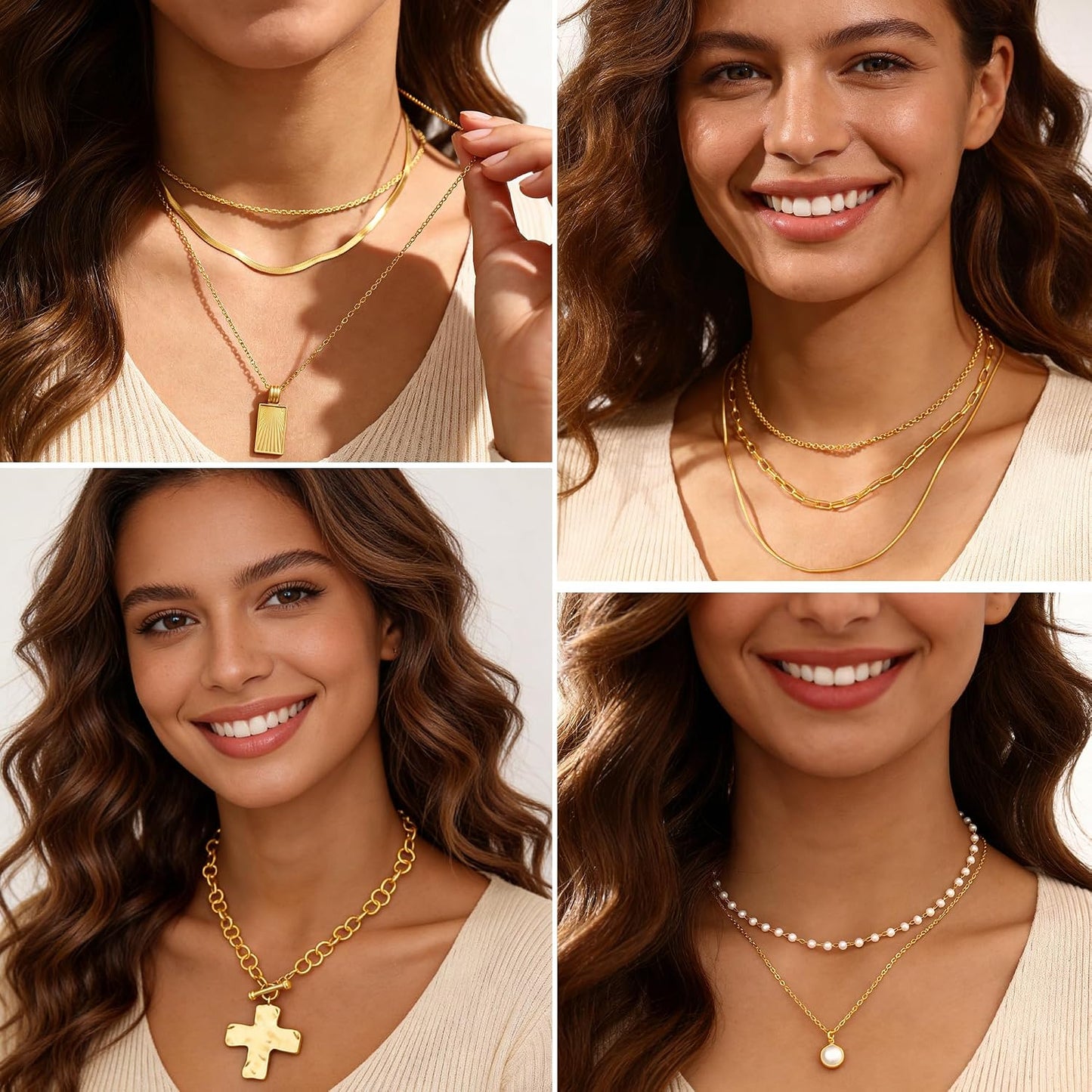 FAXHION Juego de joyas de oro para mujer, 68 piezas, con 7 collares...