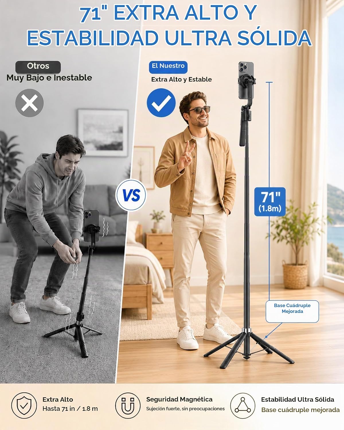 Oldshark Trípode automático de seguimiento facial de 71 pulgadas, t...