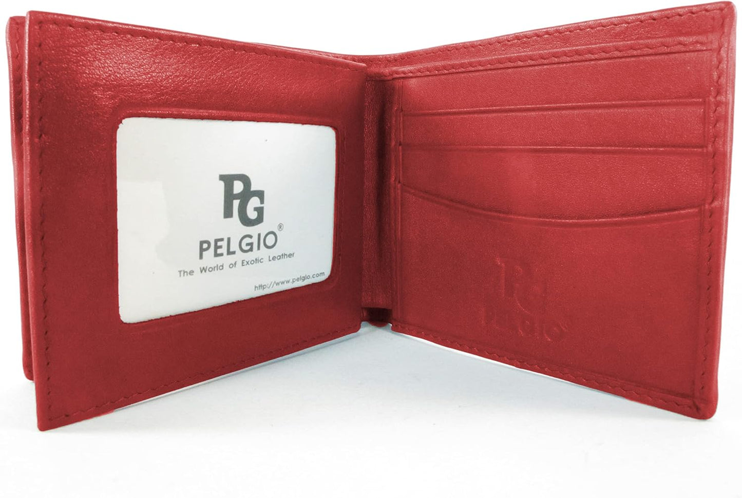Pelgio Genuino Pulido Stingray Shagreen Piel Bifold Cartera (Carrmi...