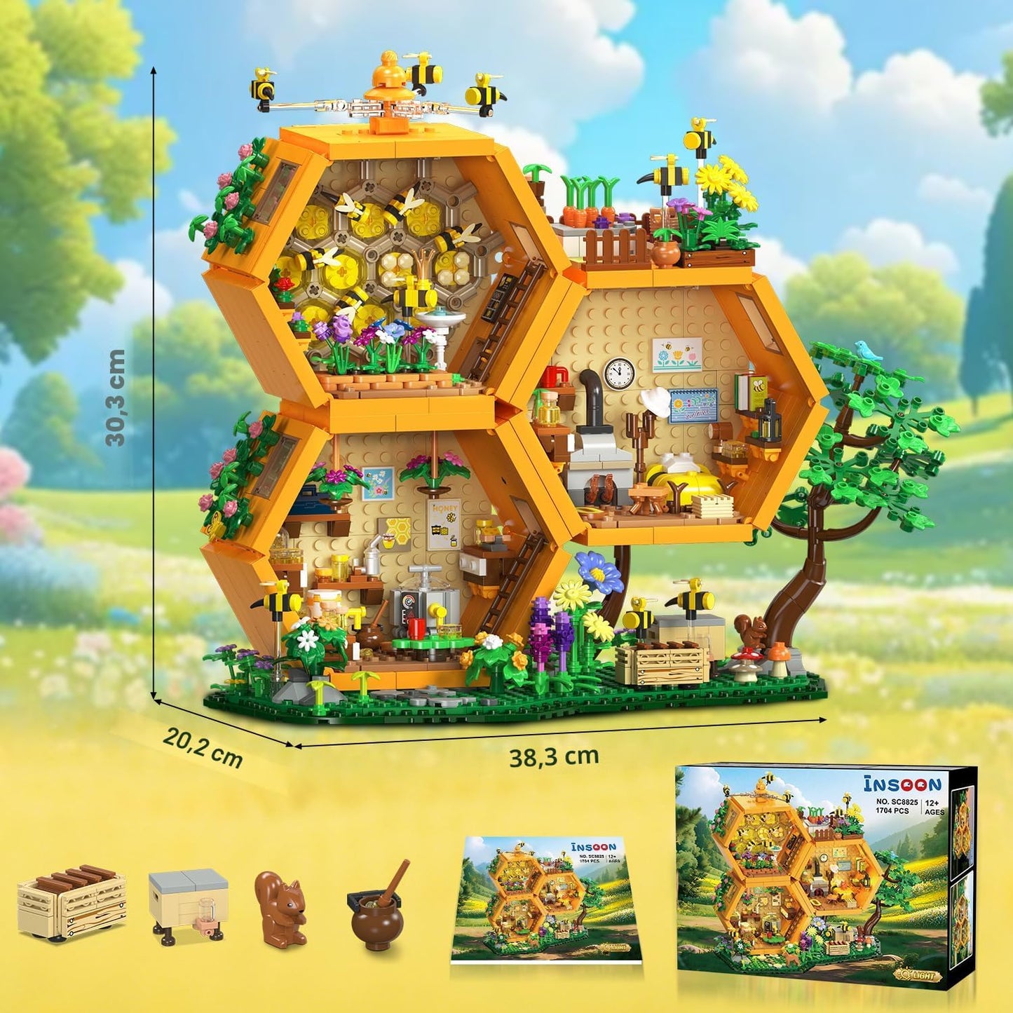 INSOON Bee House - Juego de construcción con luces para adultos, ki...