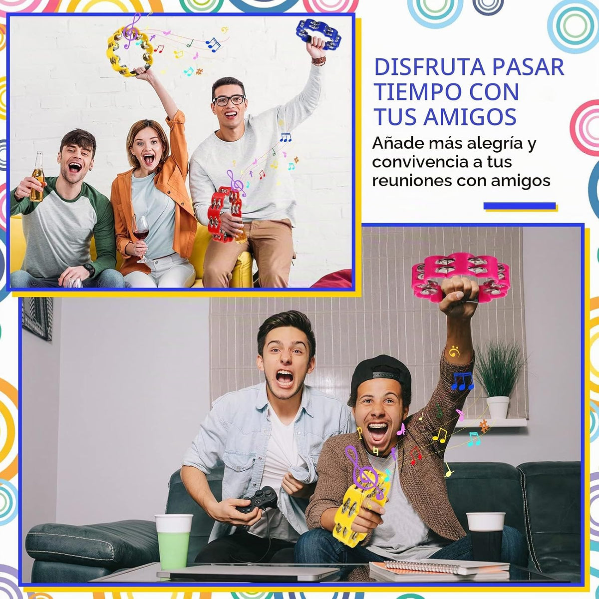 5 piezas de pandereta en forma de pétalo de plástico de percusión d...