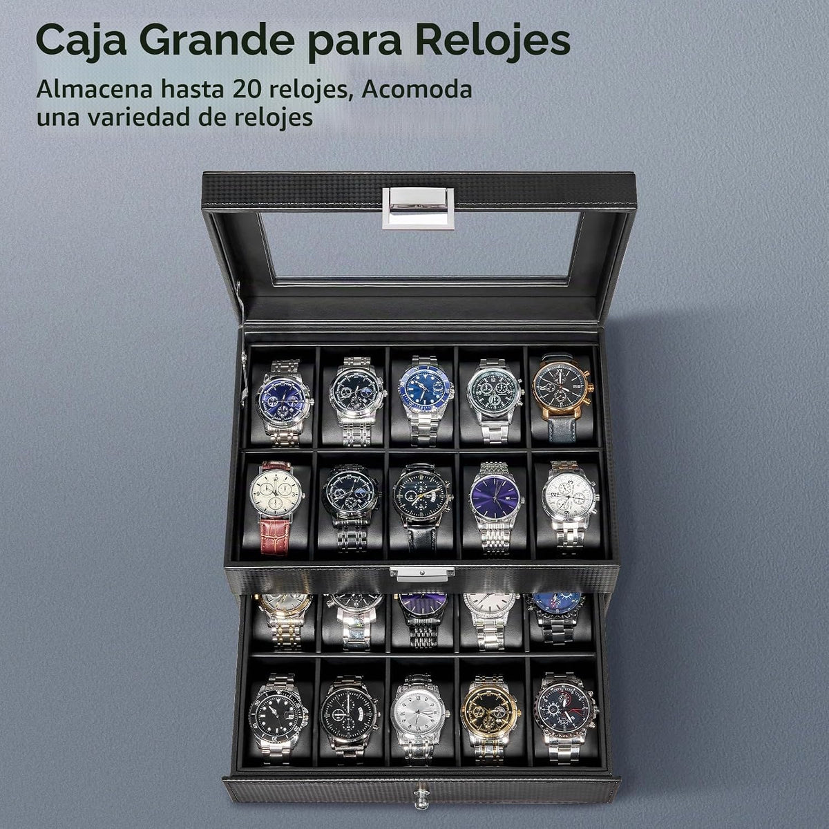 BEWISHOME Estuche para relojes, organizador de caja para relojes de...