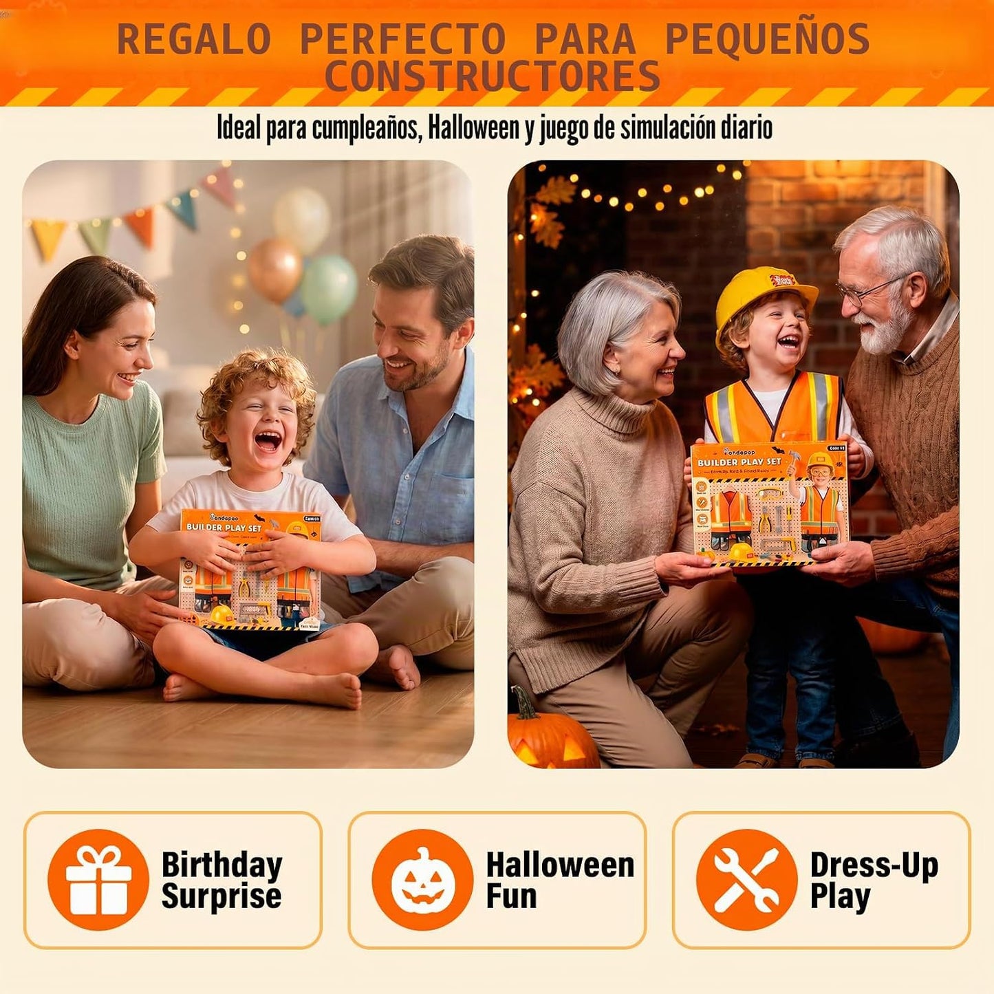Pandapop Juego de herramientas para niños, juguetes de vestir para...