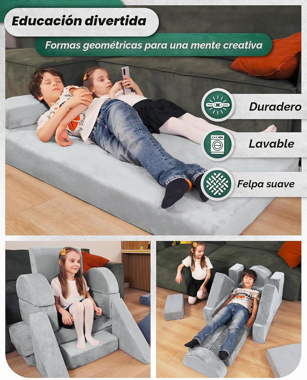 Lunix LX22 - Sofá modular de juegos para niños, sofá modular para n...