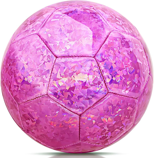 Champhox Pelota de fútbol tamaño 4 con purpurina rosa - Pelota de f...