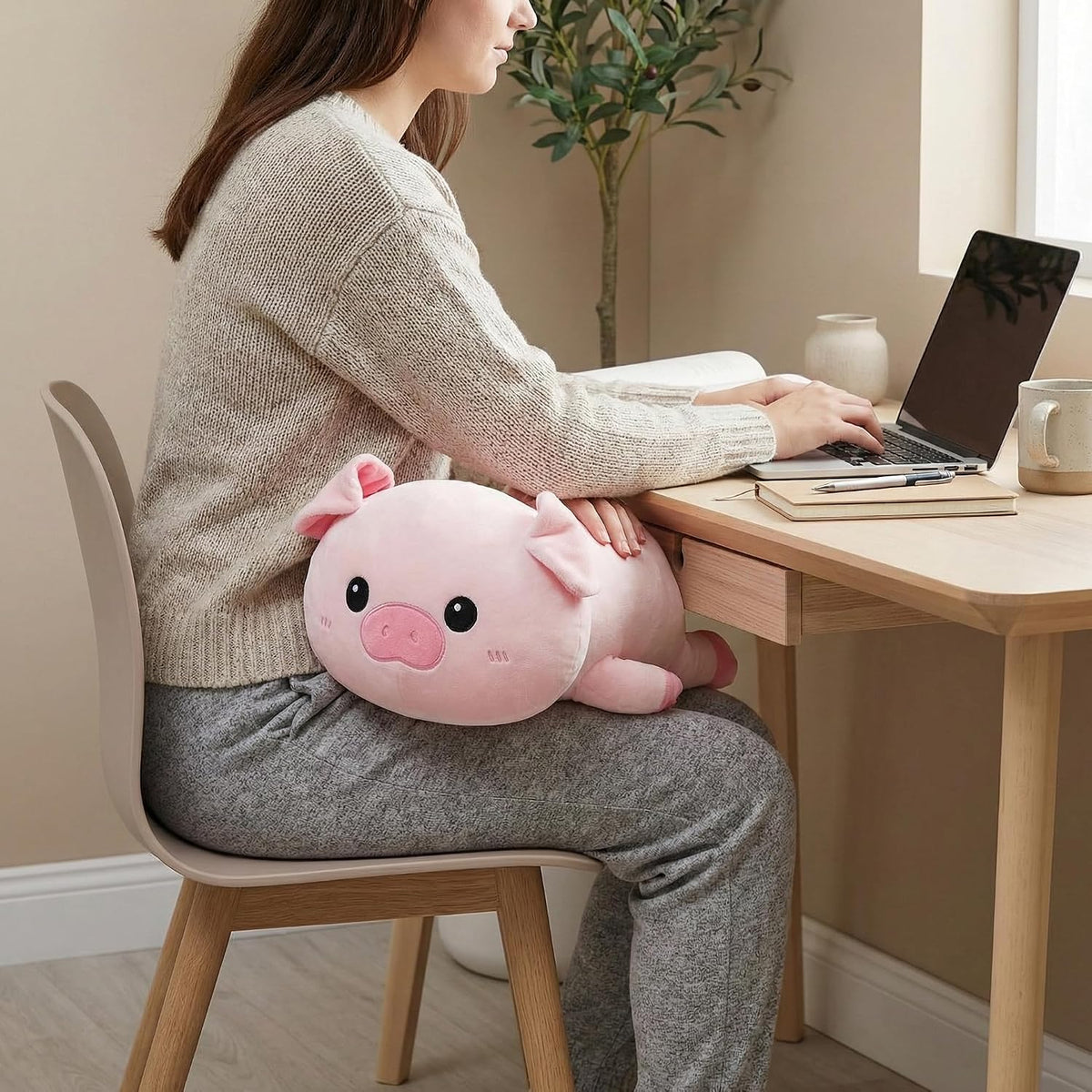 WEIGEDU - Lindo animal de peluche suave de cerdo rosa, 18 pulgadas...