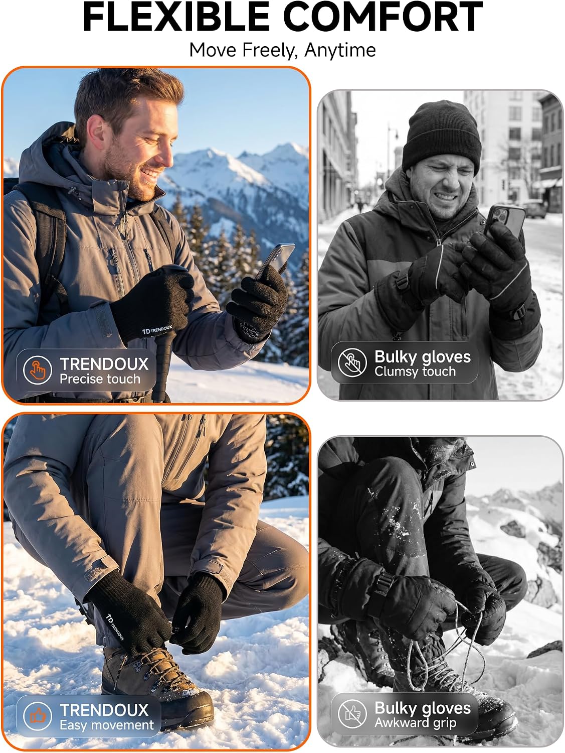 TRENDOUX - Guantes de invierno para hombre y mujer, de punto, térmi...