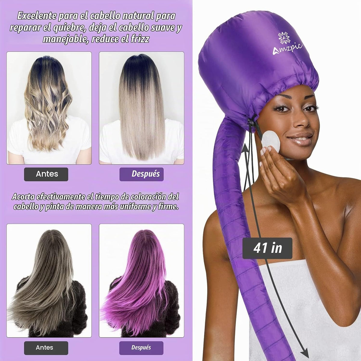 Accesorio para secador de pelo de capó, suave, ajustable, extra gra...
