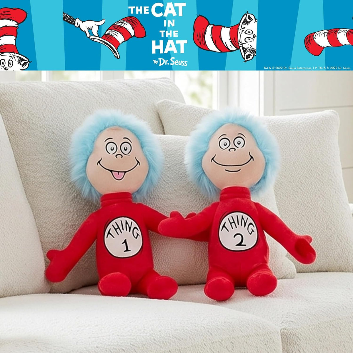 Dr. Seuss Cat in The Hat Thing 1 and Thing 2 Cuddle Pillow Buddy, p...