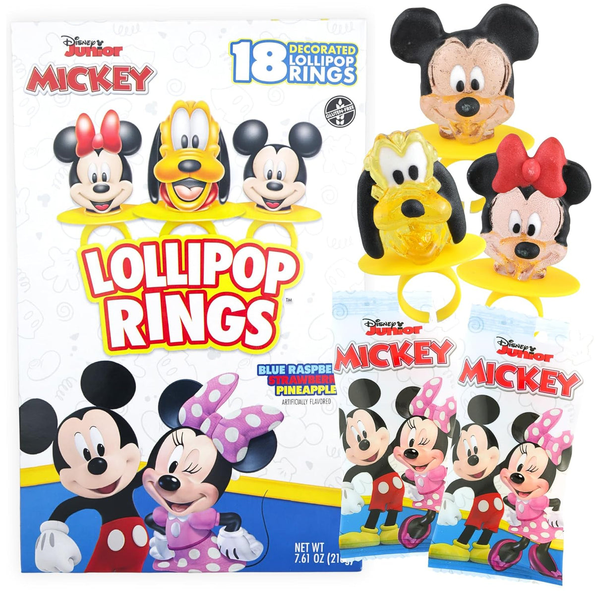 Disney Junior Lollipop anillos, Mickey Mouse, Minnie y Pluto, 18 un...