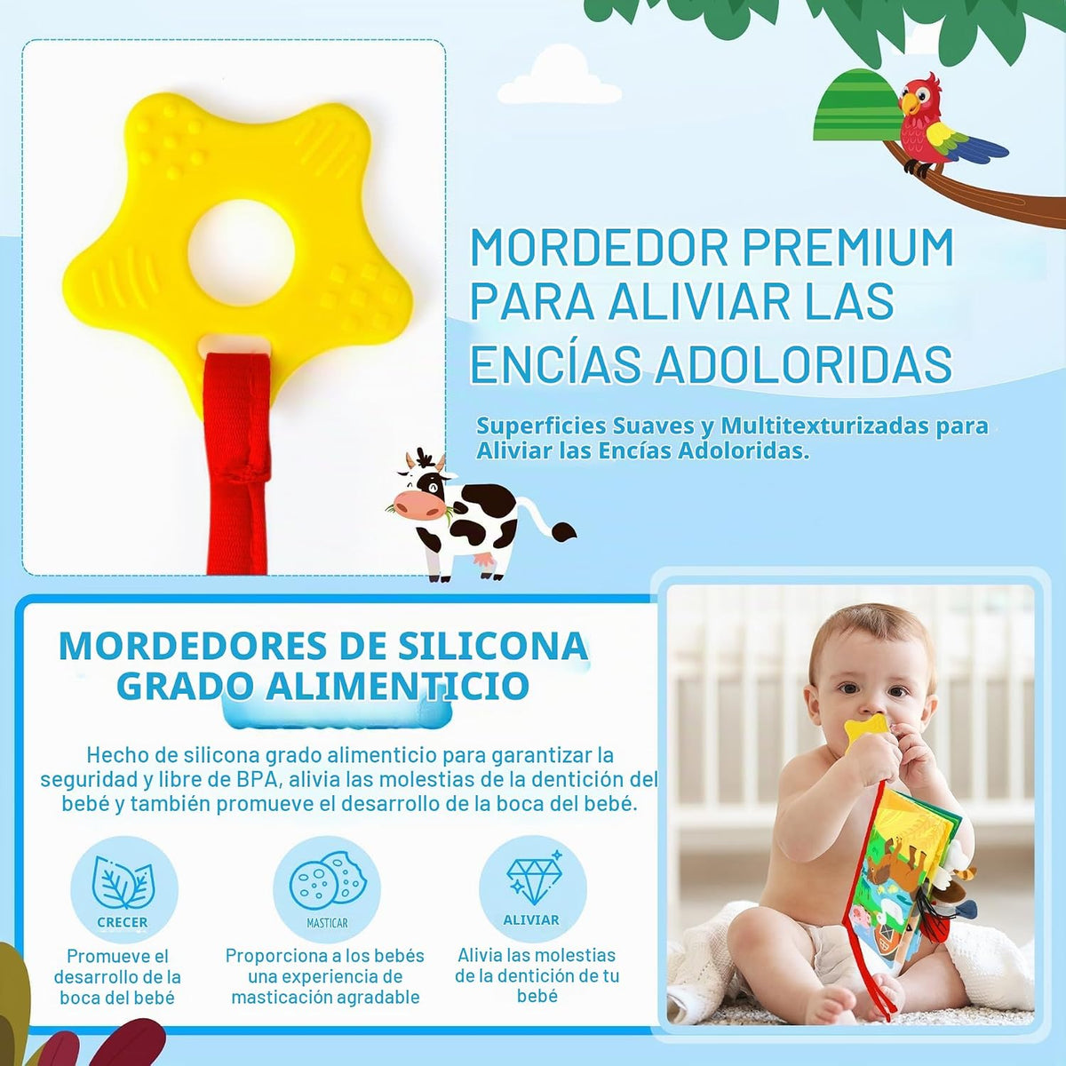 BBWOO Libro suave para bebé, juguete para bebés, regalo de ducha pa...