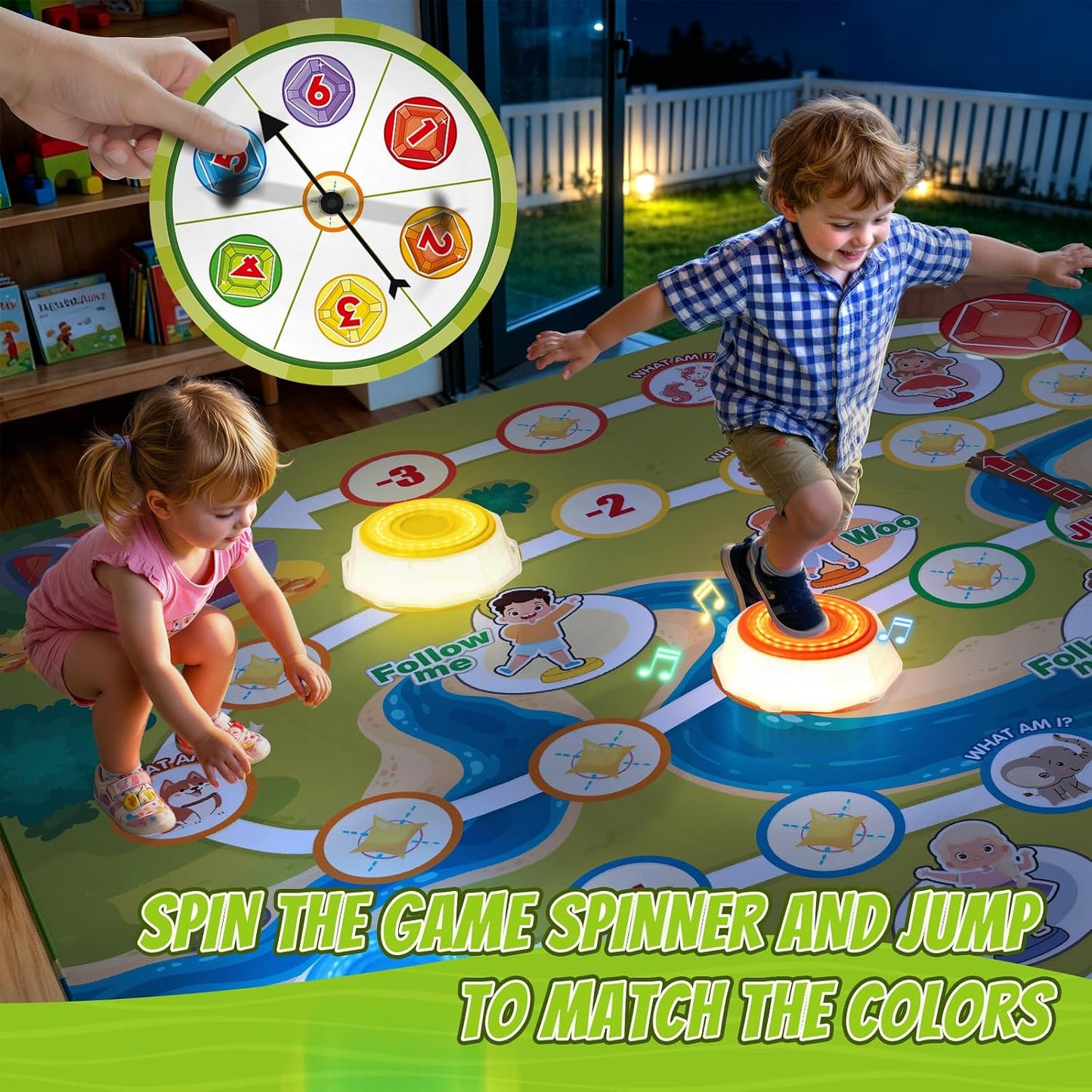 HYES - Piedras iluminadas con mapa de juego para niños de 3, 4, 5 |...