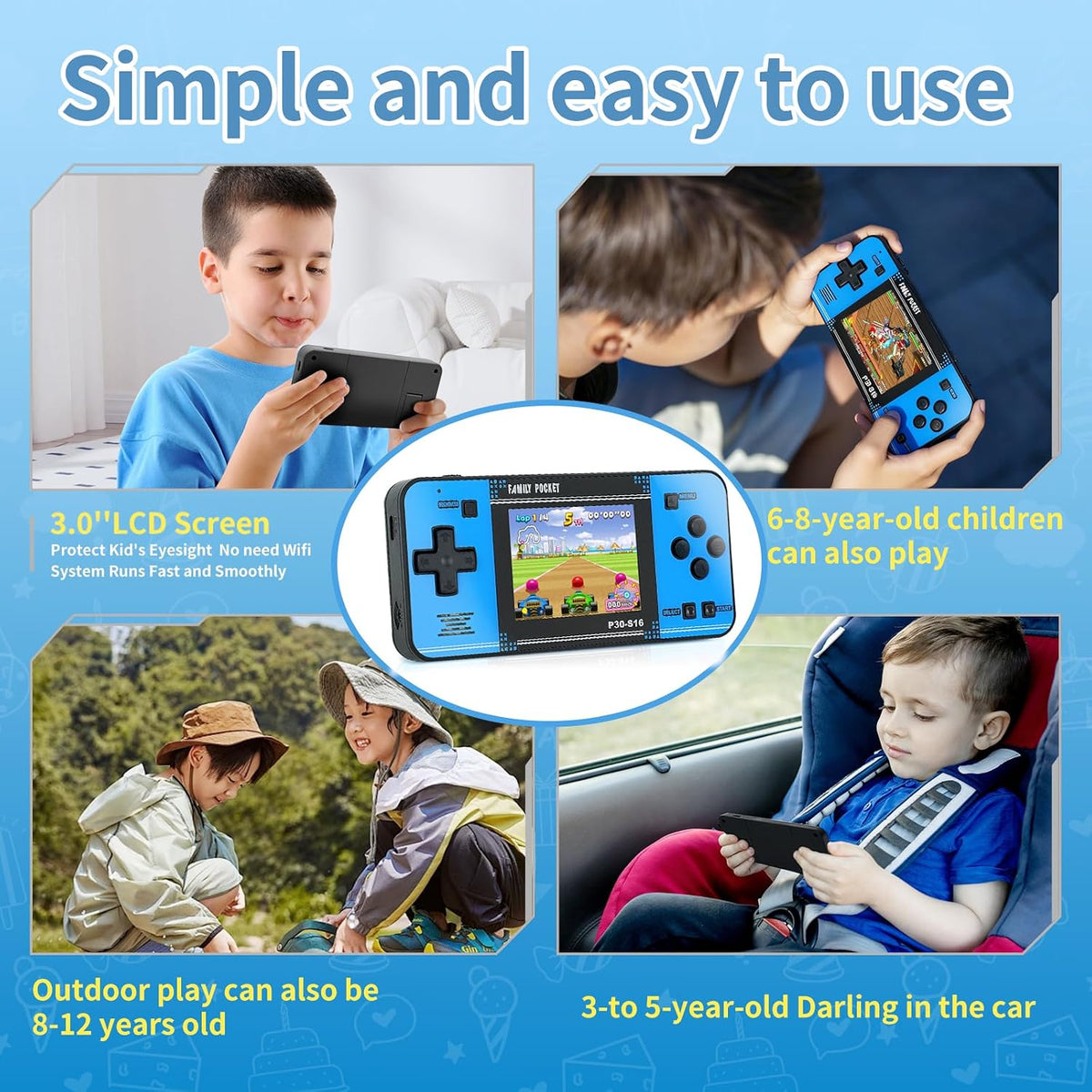 Juego de mano para niños, 220 videojuegos retro precargados, reprod...