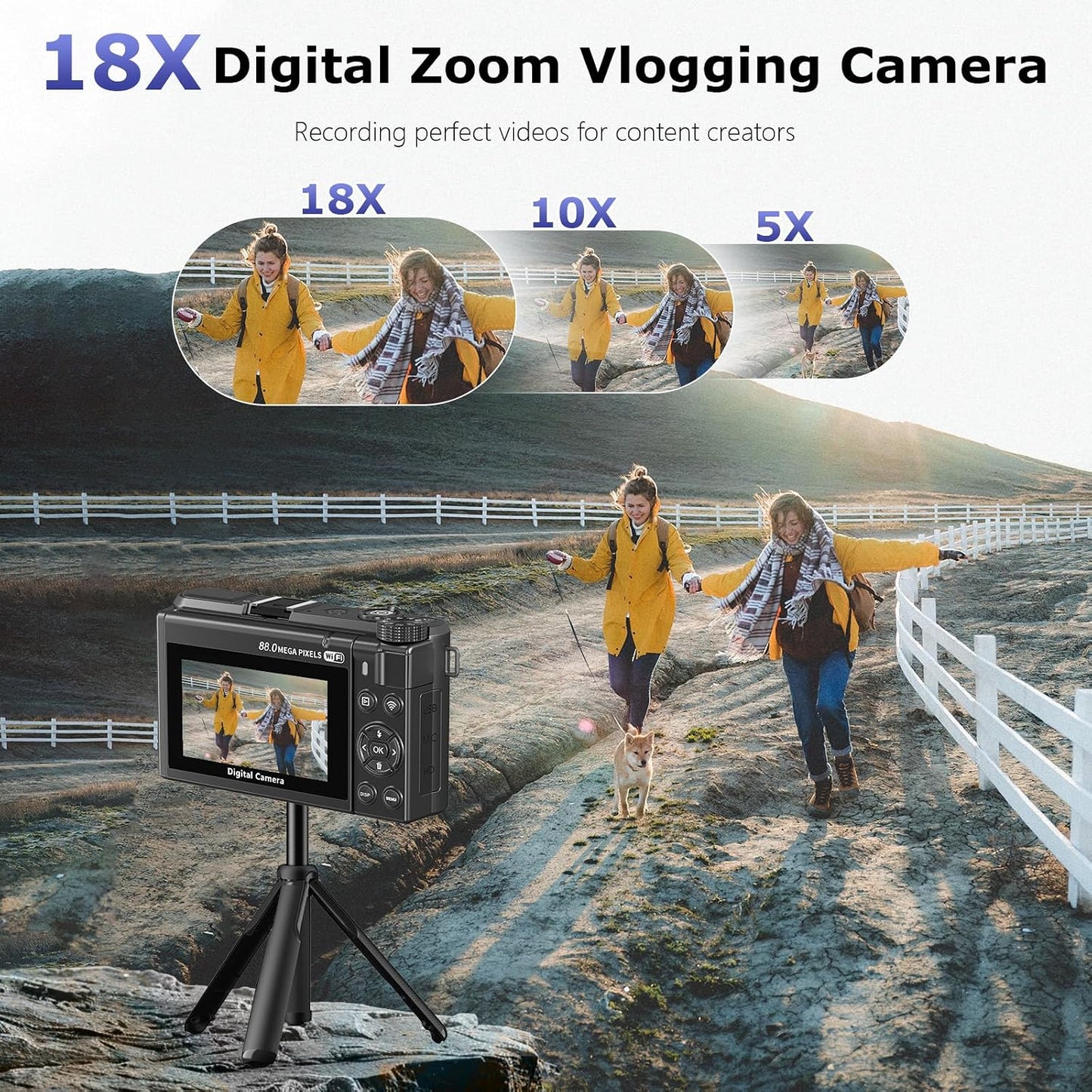 Cámara digital 8K para fotografía, cámara de vlogging de enfoque au...