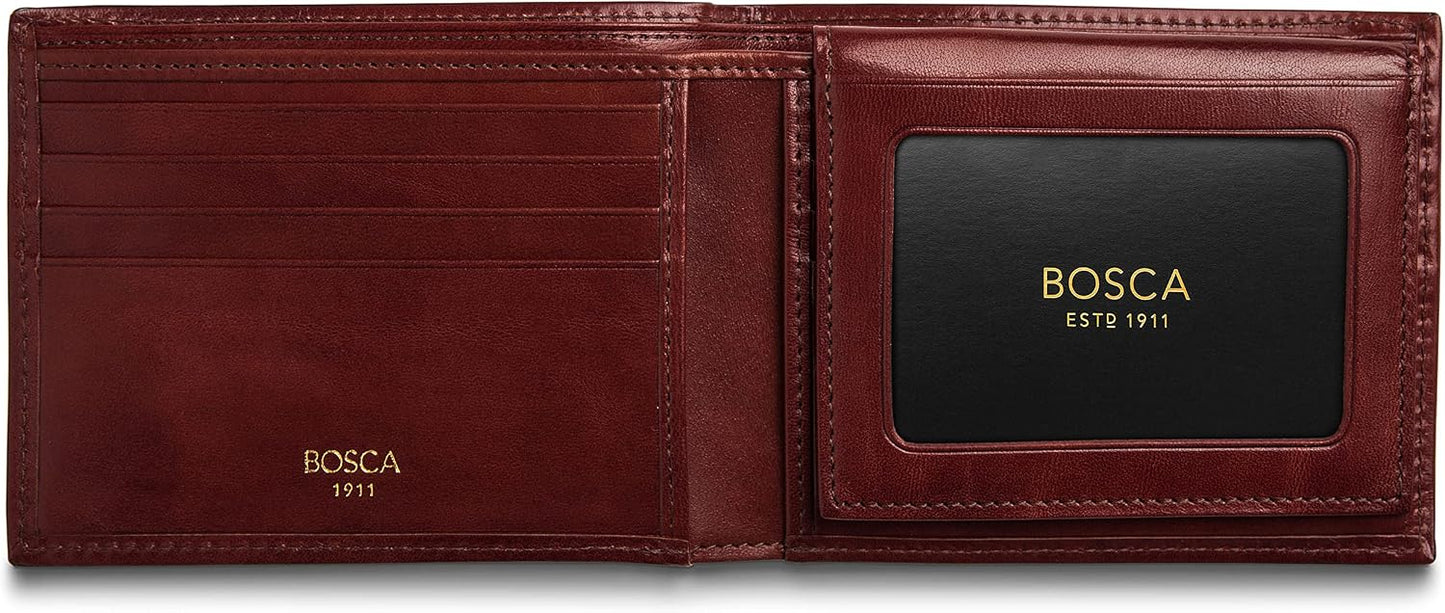 Bosca Billetera de cuero italiano de crédito para hombre con tarjet...