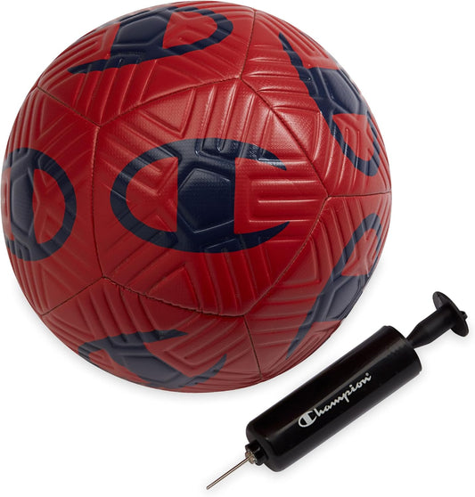 Champion Playmaker Logo Balón de fútbol desinflado con bomba, balón...