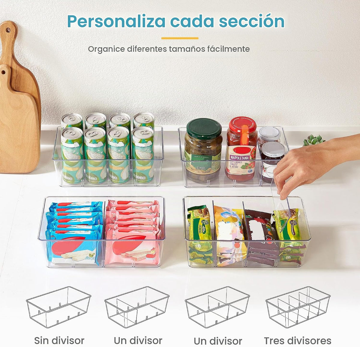 Vtopmart Paquete de 4 cubos organizadores de almacenamiento de alim...