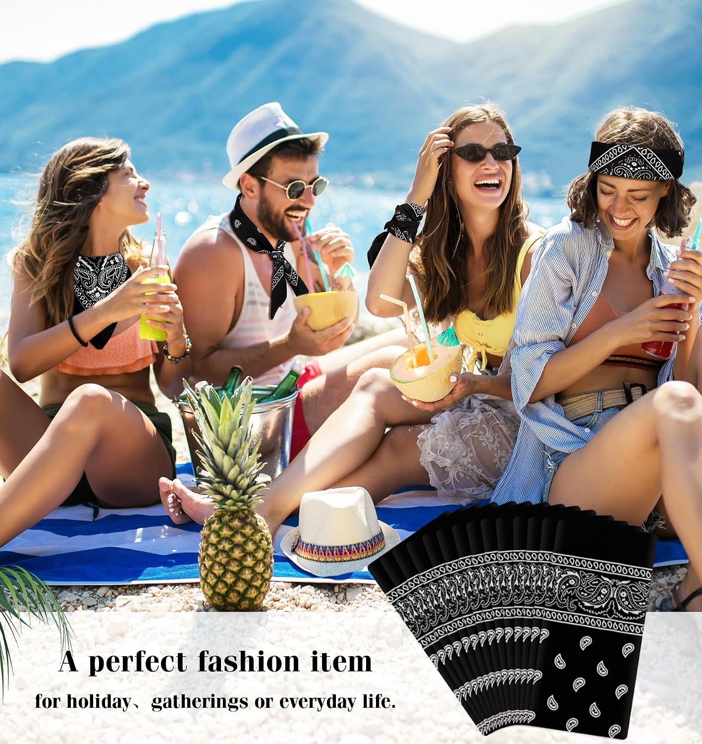 YSense 14 piezas Bandanas con estampado de cachemira, diademas nove...