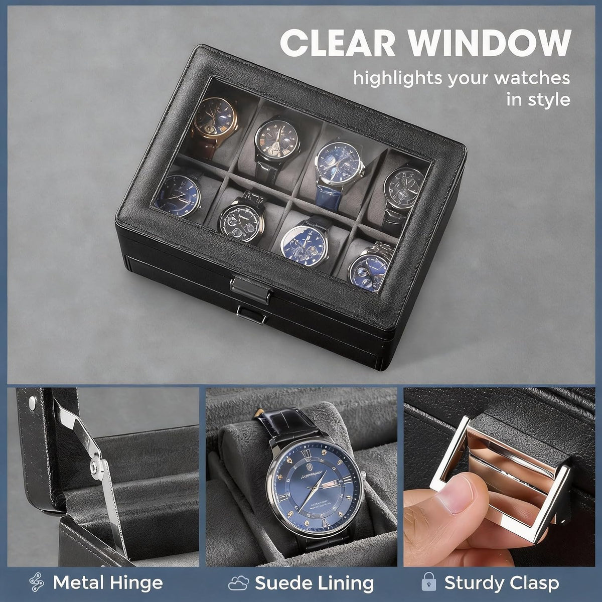 ProCase Caja de reloj premium para hombre, caja organizadora de joy...