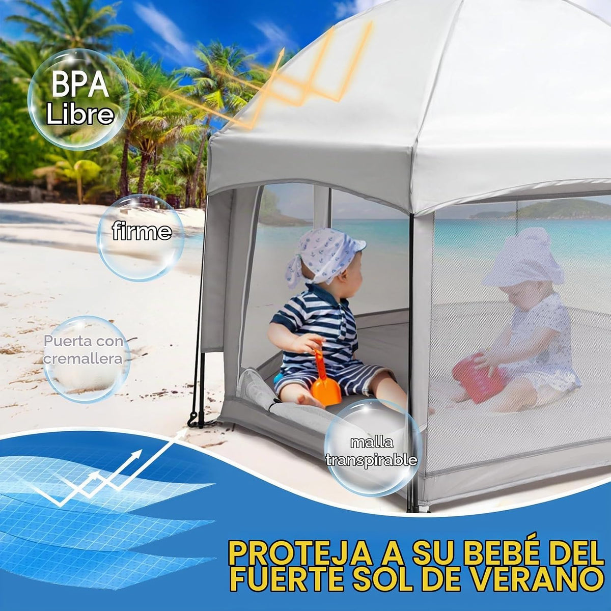 Palopalo Tienda de campaña de playa para bebés desplegable - Toldo...