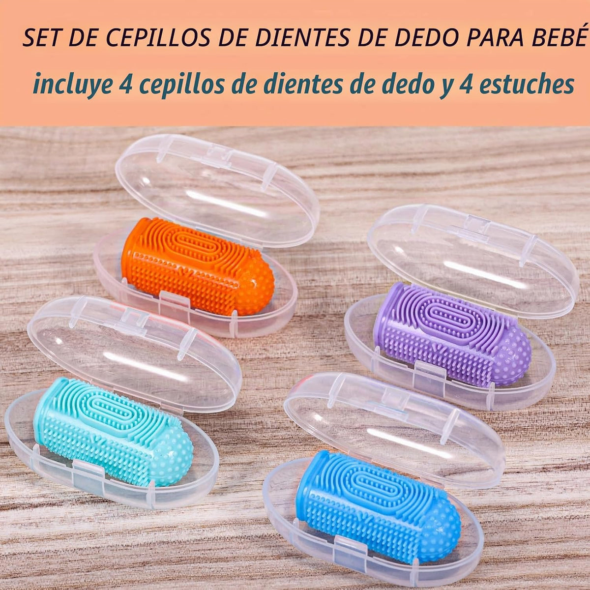 NFSVLB Cepillo de dientes para bebés, 4 piezas con 4 fundas de alma...