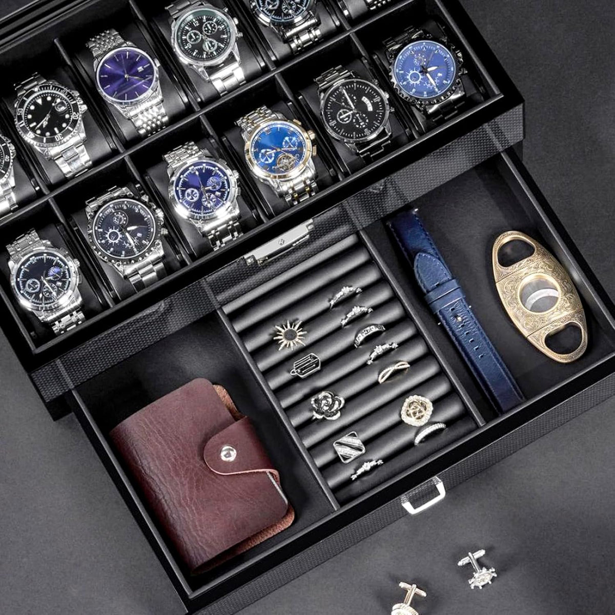 BEWISHOME Estuche de Reloj de Alta Gama, Caja de Reloj de Madera de...