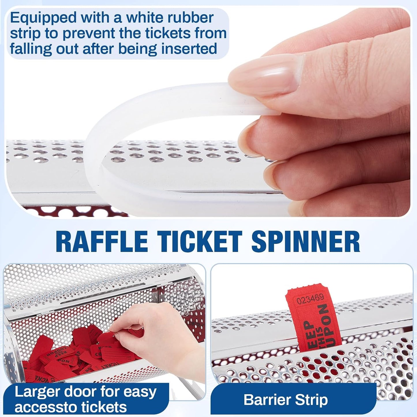 Teenyyou Rifa Tambor Ticket Spinner con mango de madera, 2500, plat...