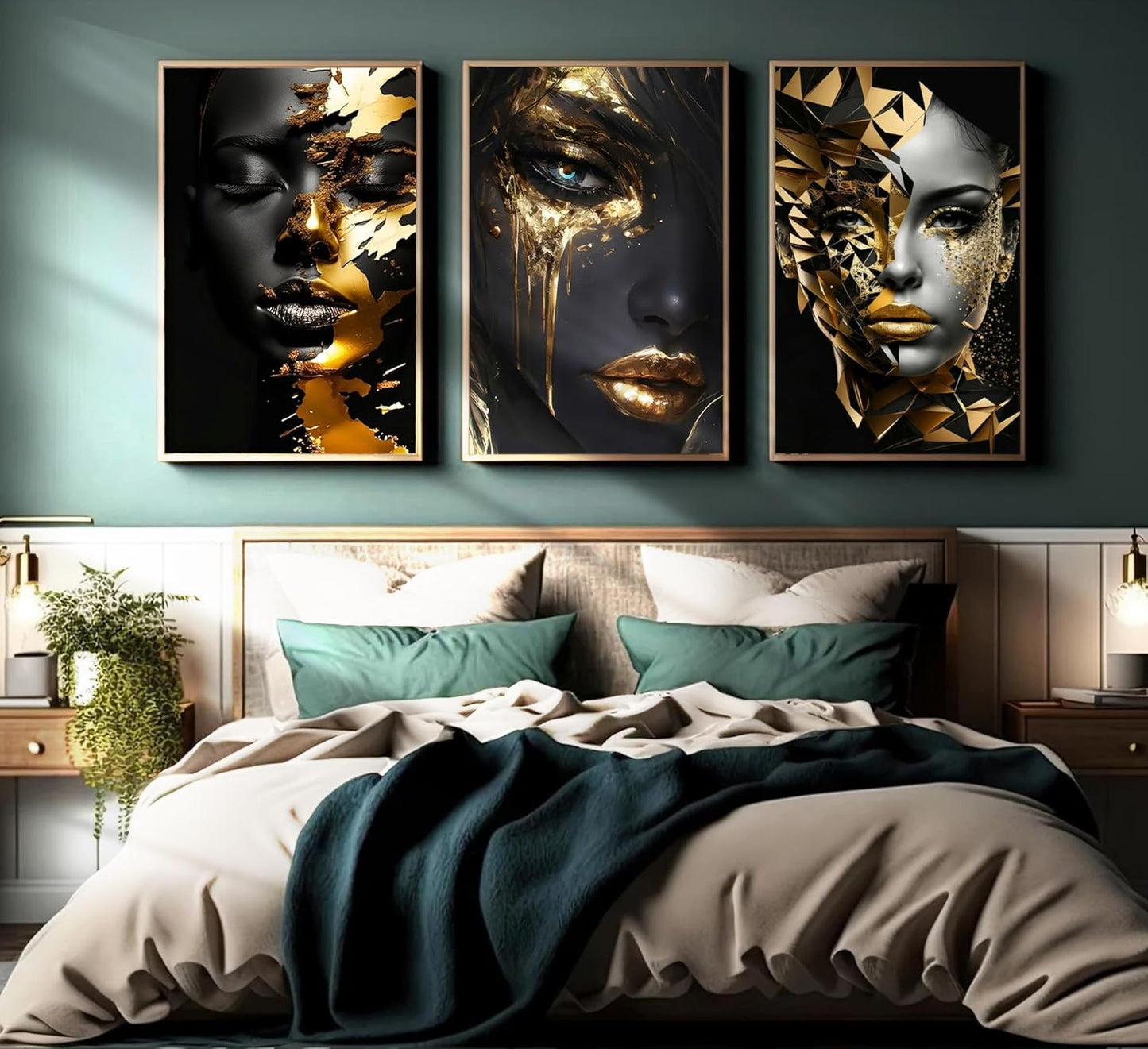 Arte abstracto de mujer negra en lienzo para pared, pintura de chic...