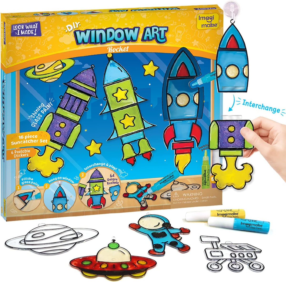 Imagimake Arte de ventana - Rocket, kit de atrapasoles de 16 piezas...