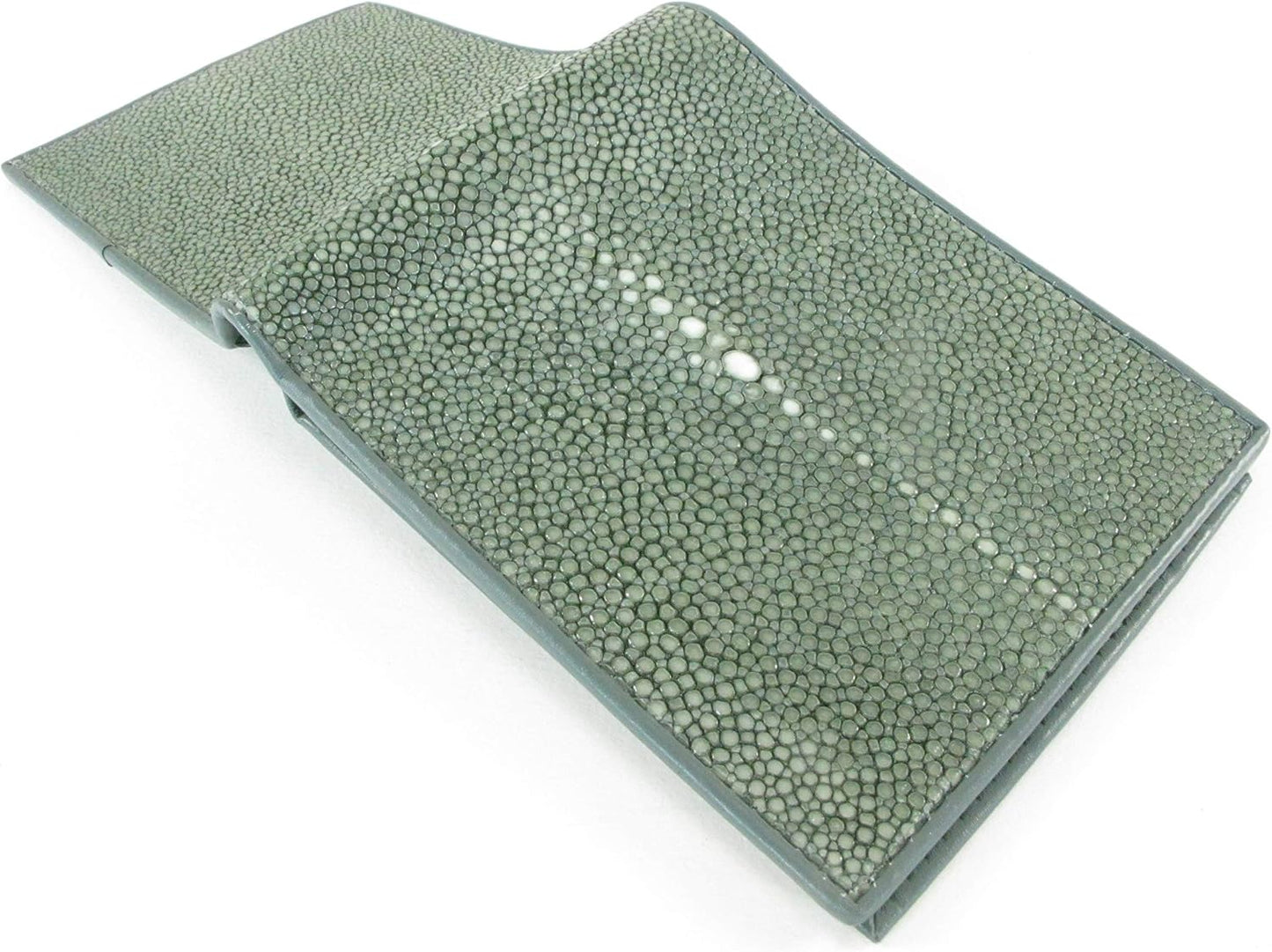 Pelgio Cartera plegable de cuero de piel de Shagreen pulido genuino...