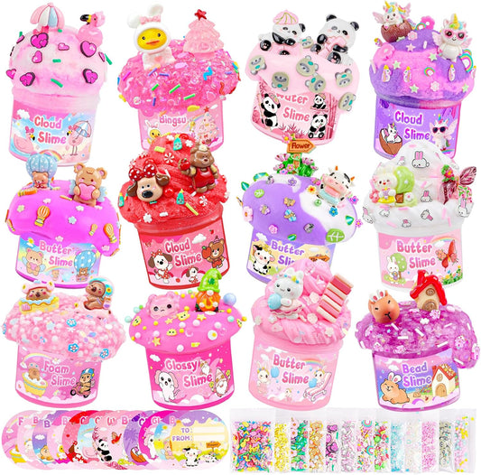 Paquete de 12 kits de slime rosa para niñas, juego de recuerdos de...