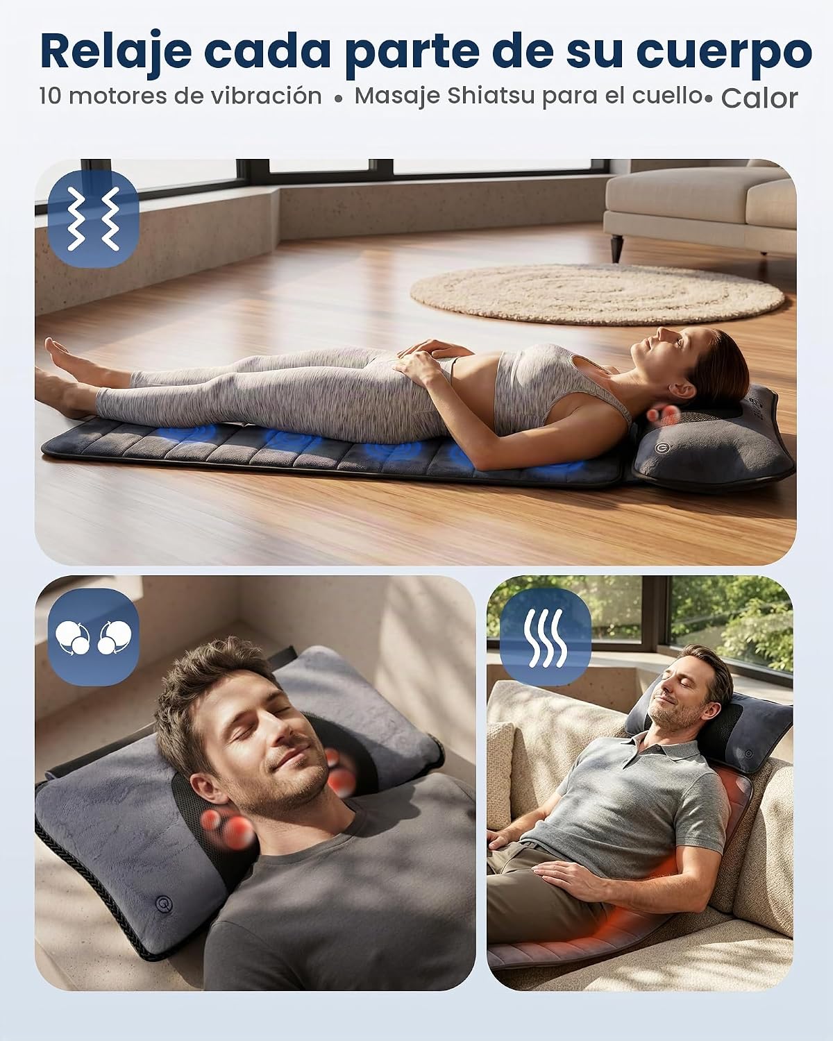 COMFIER Alfombrilla de masaje de cuerpo completo con almohada de cu...
