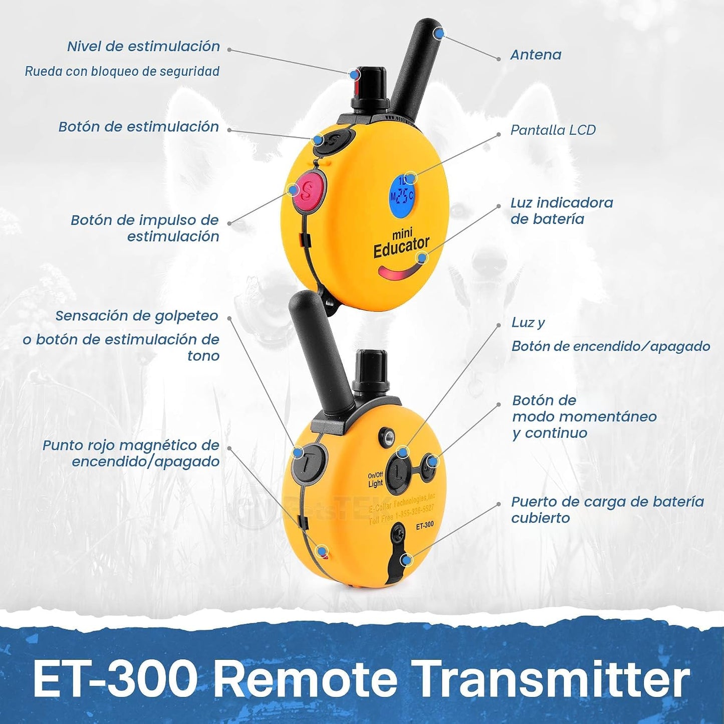 Educator ET-300 Mini Collar E para entrenamiento de perros con cont...
