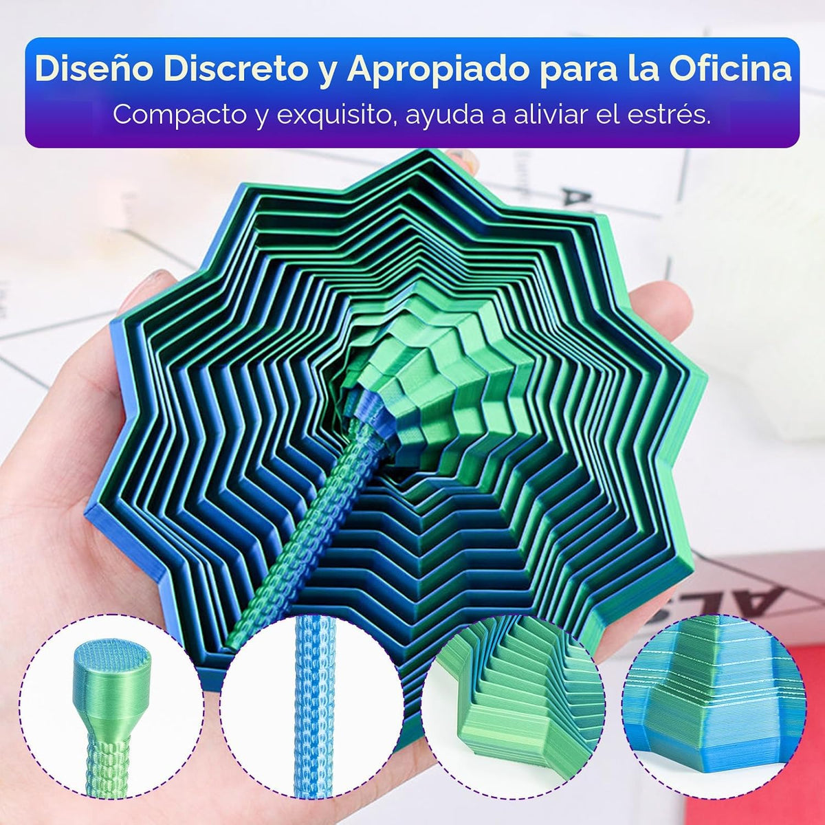 KEZPO Estrella antiestrés expandible impresa en 3D con mango reforz...