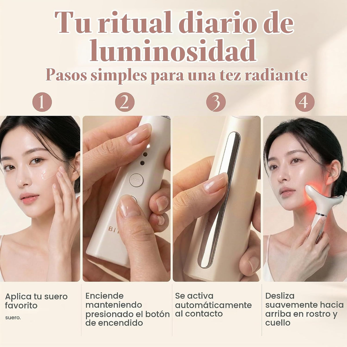 BITNA Masajeador facial con terapia de luz roja para cara y cuello,...