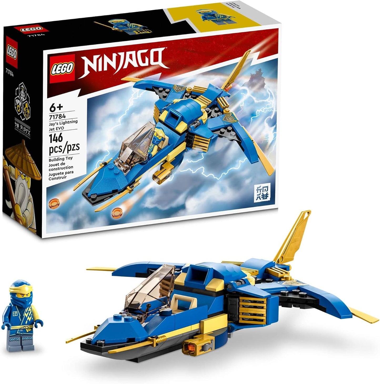 LEGO NINJAGO Jay\u2019s Lightning Jet EVO 71784, Avión de Juguete A...