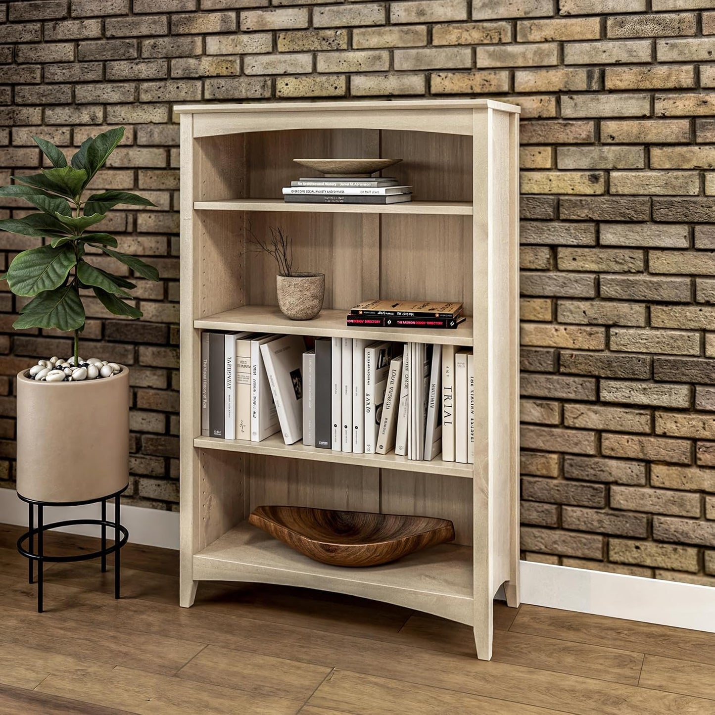 Camaflexi Estantería Estilo Shaker de 4 Estantes\/Madera Maciza\/48...