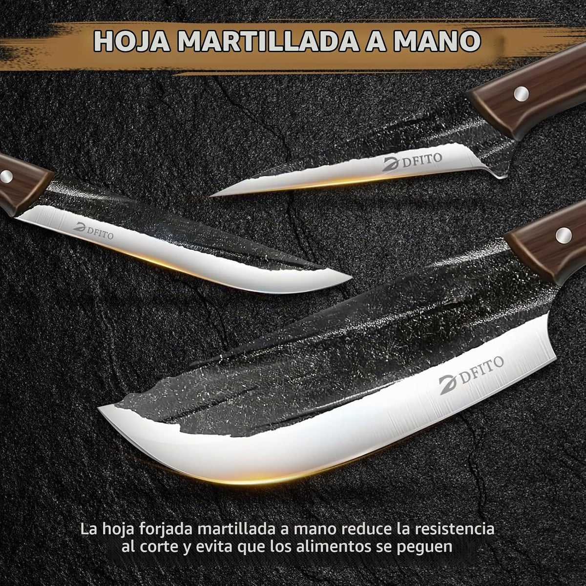 Dfito Juego de cuchillos de carnicero con bolsa de rollo, juego de...