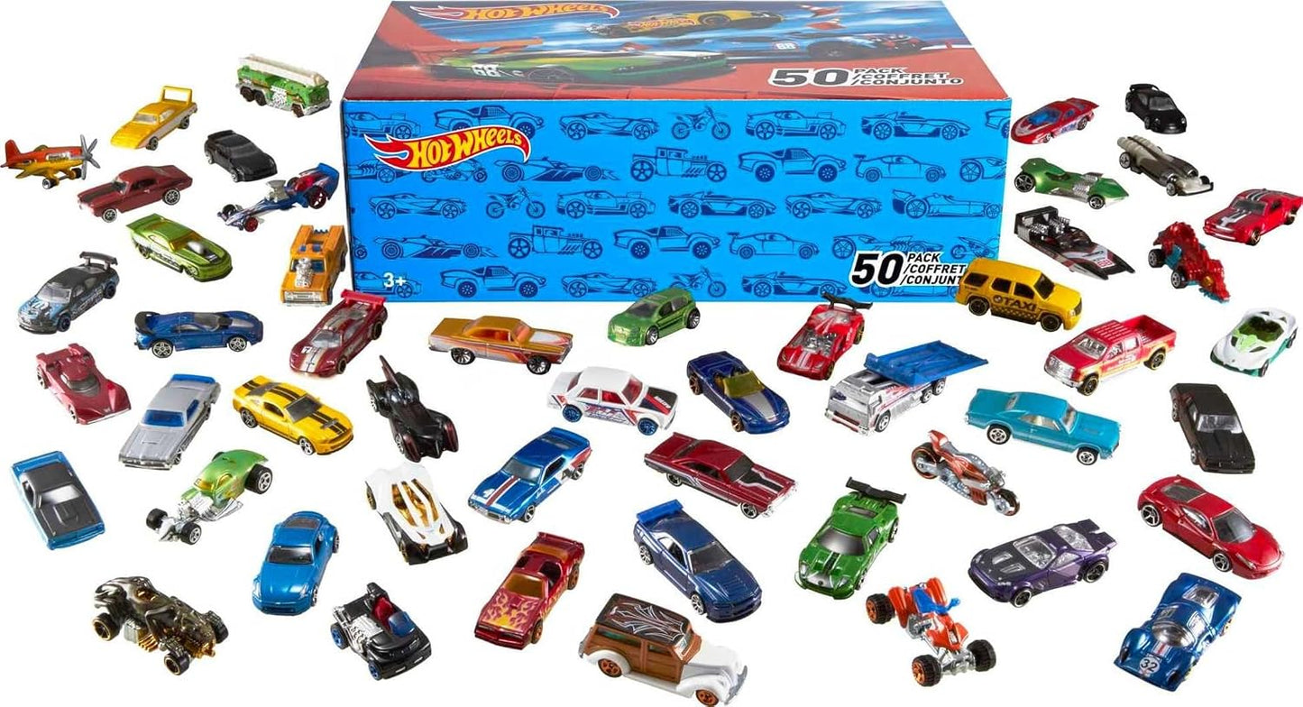 Hot Wheels Coches y Camiones de Juguete, paquete de 50 vehículos a...