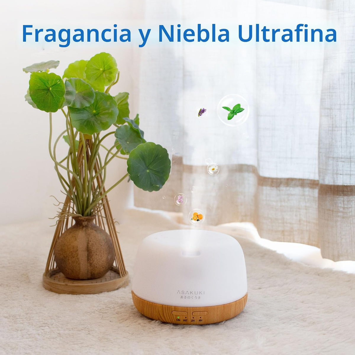 ASAKUKI - Difusor de aceites esenciales, humidificador ultrasónico,...